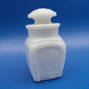 Vintage Small Milk Glass Luxor Apothecary Jar Ornate Bubble Lid Creme Cold Cream
